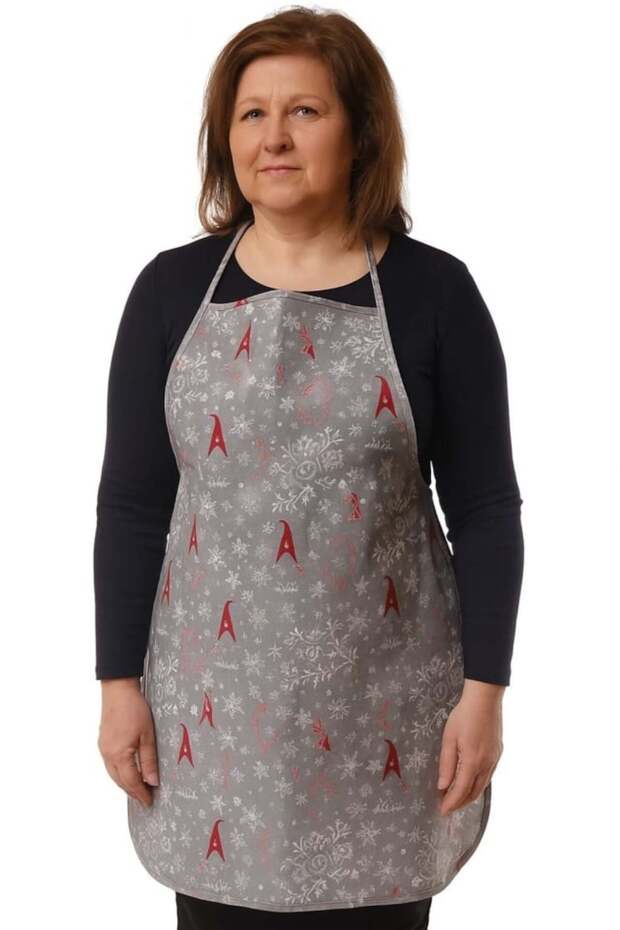 Gray kitchen apron with Printed, cotton