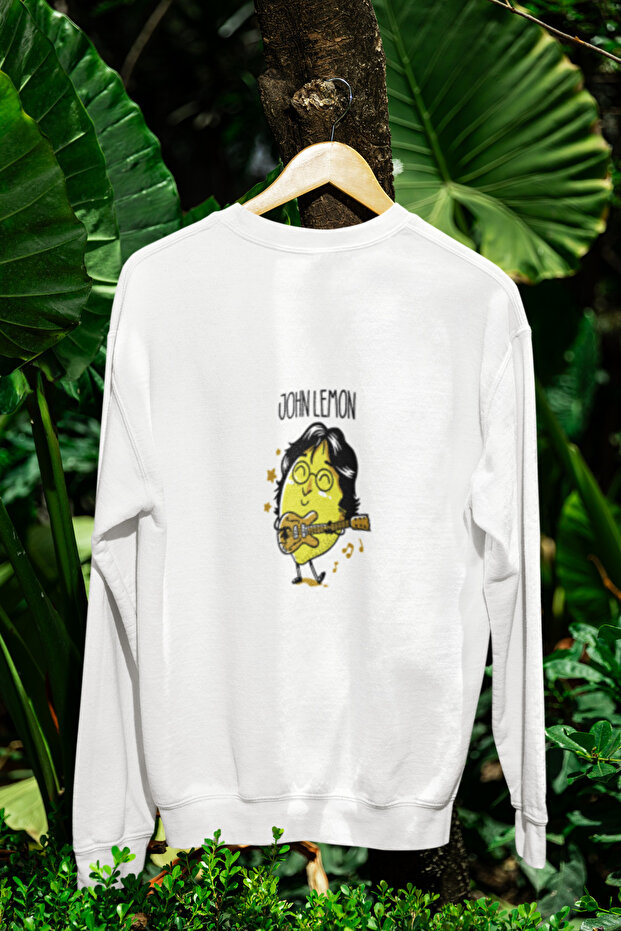 John Lemon Printed Cotton Long Sleeve 3 Yarn Sha Fleece-Lined Nisex Sweatshirt