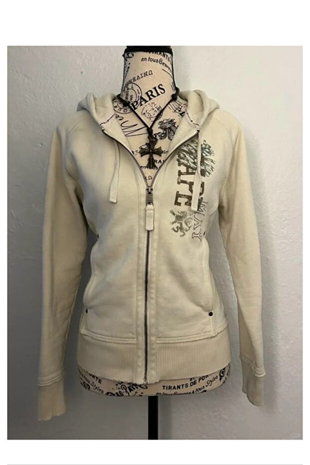 Cape Fermuarlı Kapüşonlu Basic Sweatshirt - 1