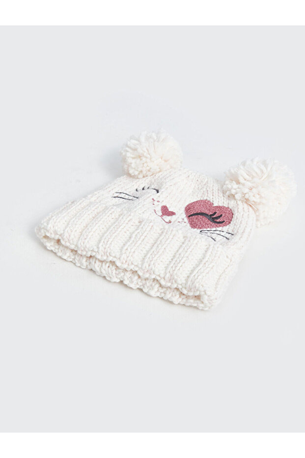 Lány svájcisapka hímzett pompon részletekkel - 2