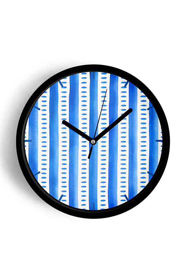 Abstract - Bohemian Themed Modern Wall Clock - 42cm - Black Case with Glass Front - Silent Mechanism