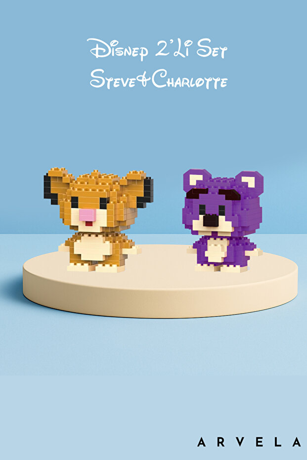 Mini Block Toy Figure Set of 2 – Steve & Charlotte | Micro Block Collection Set