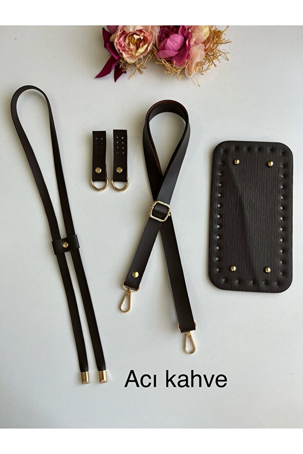Faux Leather Drawstring Bag Set-Knitted Bag Kit