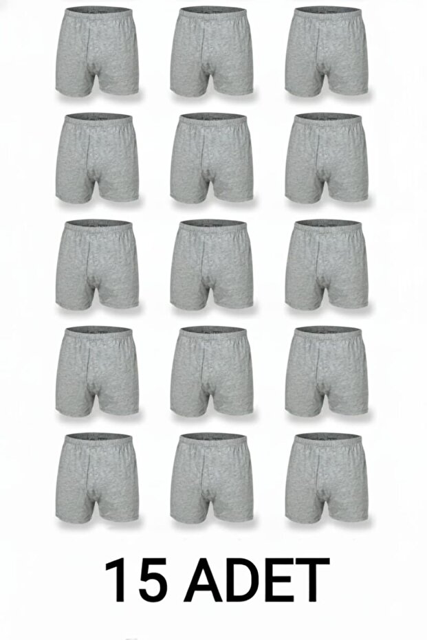 15 Pieces Gray 100% Cotton Comfortable Cut Men's Long Underwear Boxer