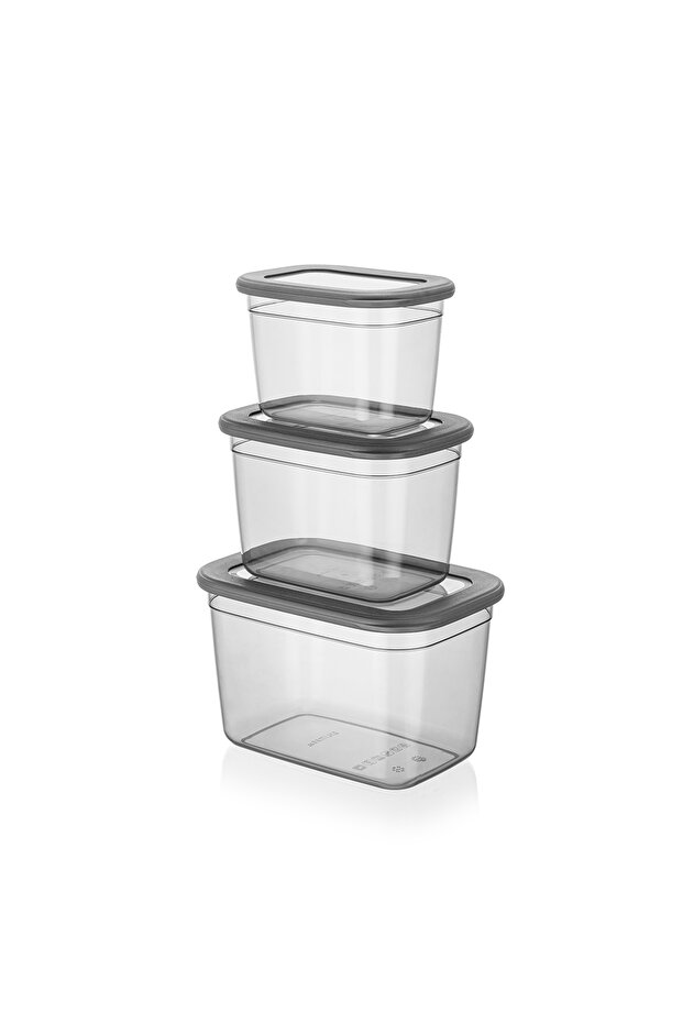 SET OF 3 DEEP STORAGE CONTAINERS WITH LID - 800 ml -1.3 lt - 2.3 lt - 4