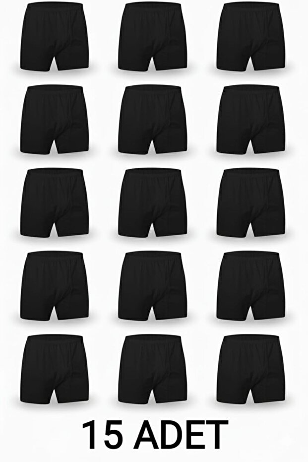15 Pieces Black 100% Cotton Comfortable Cut Men's Long Underwear Boxer