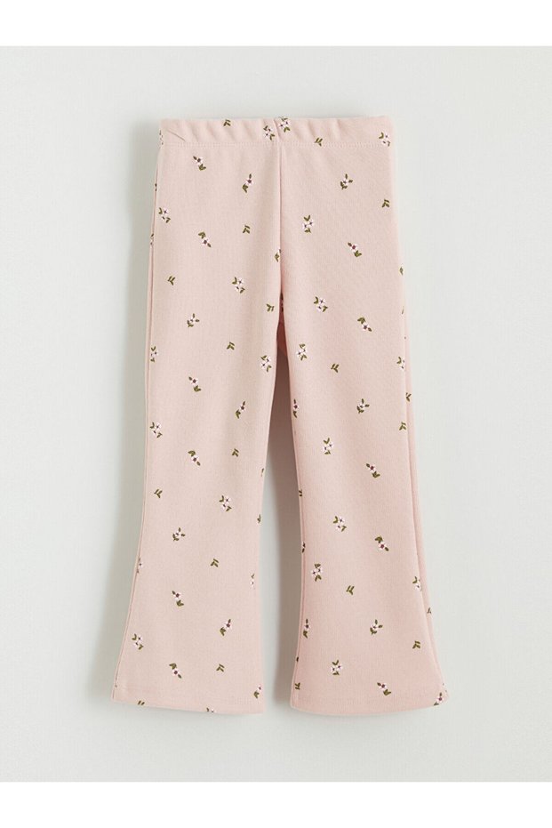 Two Mt Shop Quality Lcw Kids Pink Floral Tight & Slim Elastic Waist Girls' Leggings