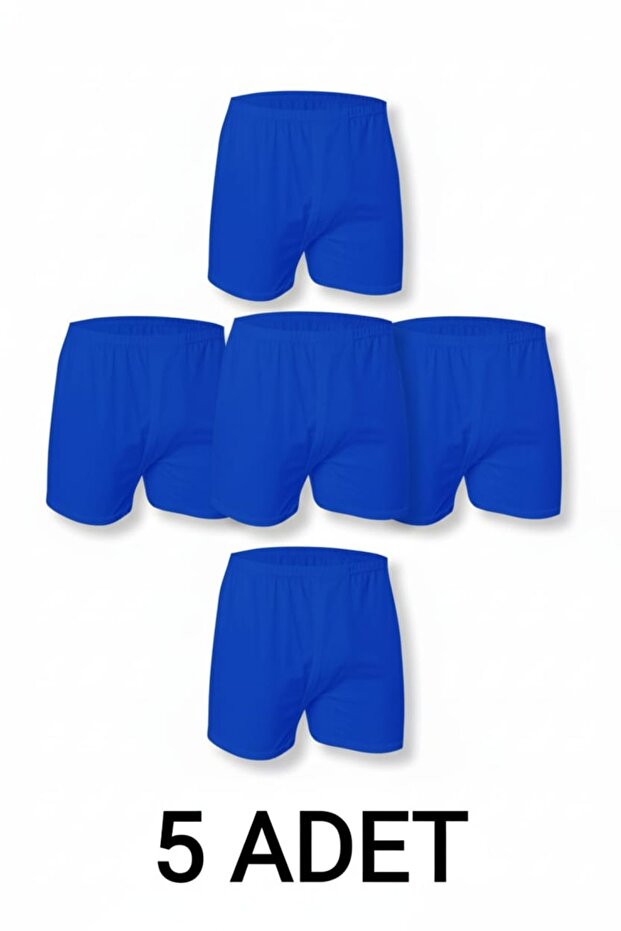 5 Pieces Cobalt Blue 100% Cotton Comfortable Cut Men's Long Underwear Boxer