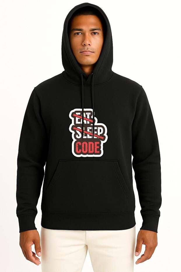 بغطاء رأس اكلِ ونومِ فقط، مبرمج كود - مبرمج، سترة مطبوع للجنسين - 1