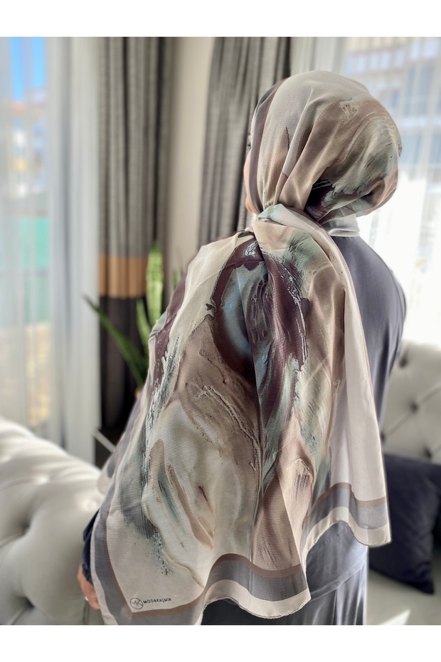 Dalgalı Soyut Desenli Şal - 3