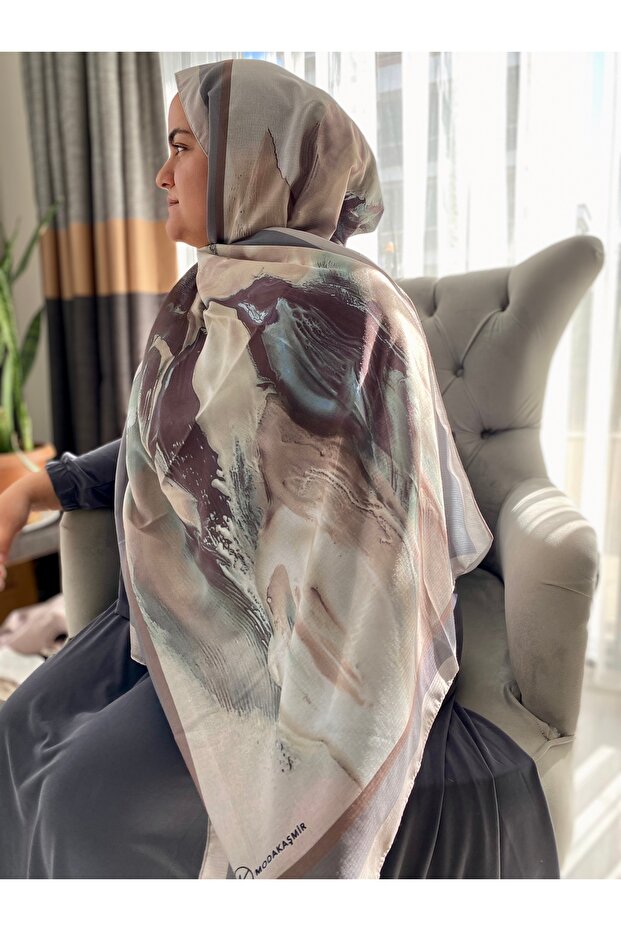 Dalgalı Soyut Desenli Şal - 1