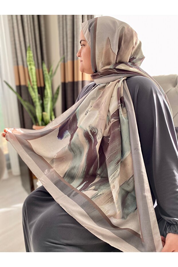 Dalgalı Soyut Desenli Şal - 2