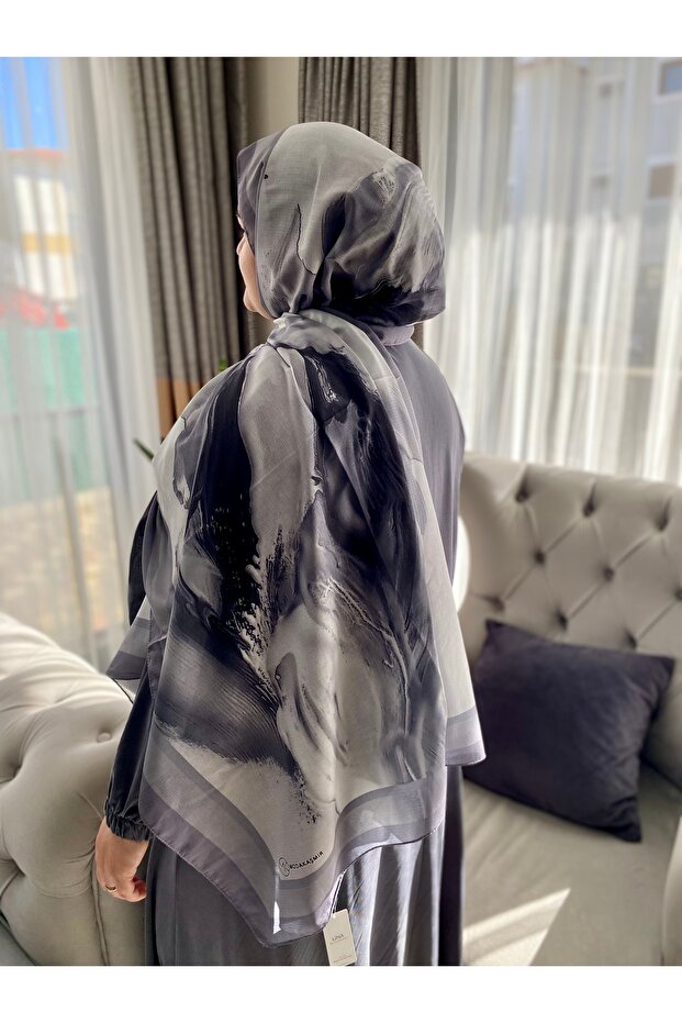 Dalgalı Soyut Desenli Şal - 3
