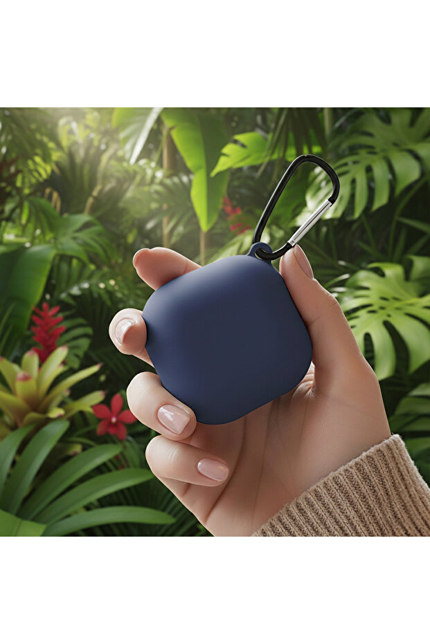 حافظة CaseOnn لسماعات Galaxy Buds FE - حافظة Buds Core مع حزام، سيليكون غير لامع باللون الأزرق الداكن
