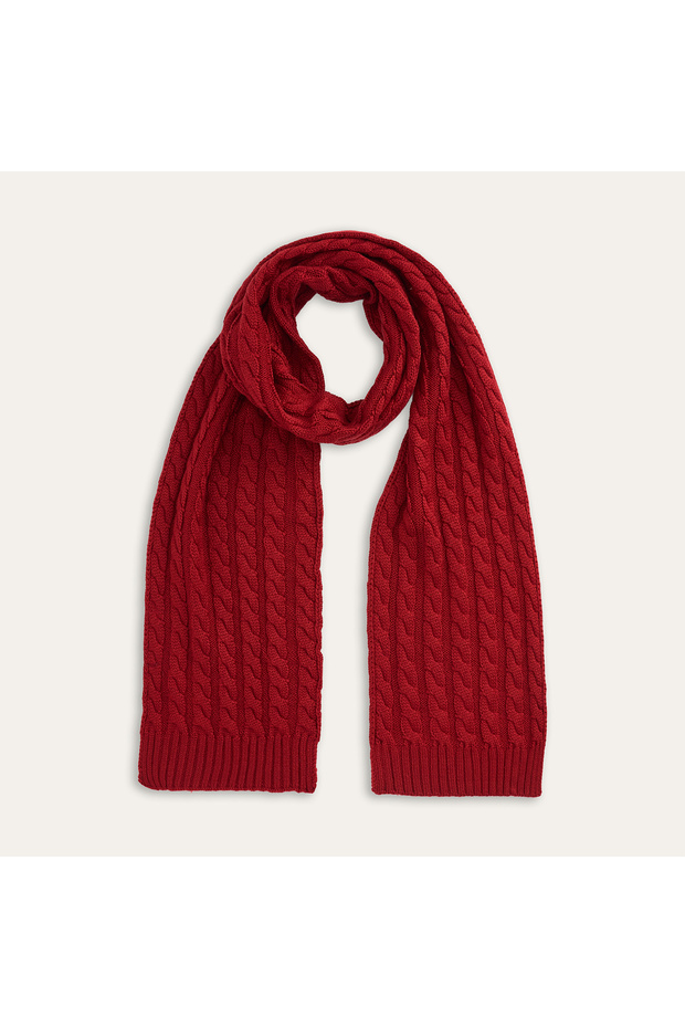 Women's Burgundy Wool Blend Knitted Scarf