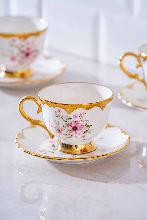 Hermia 6-Piece Porcelain Coffee Cup Set - 90 ml