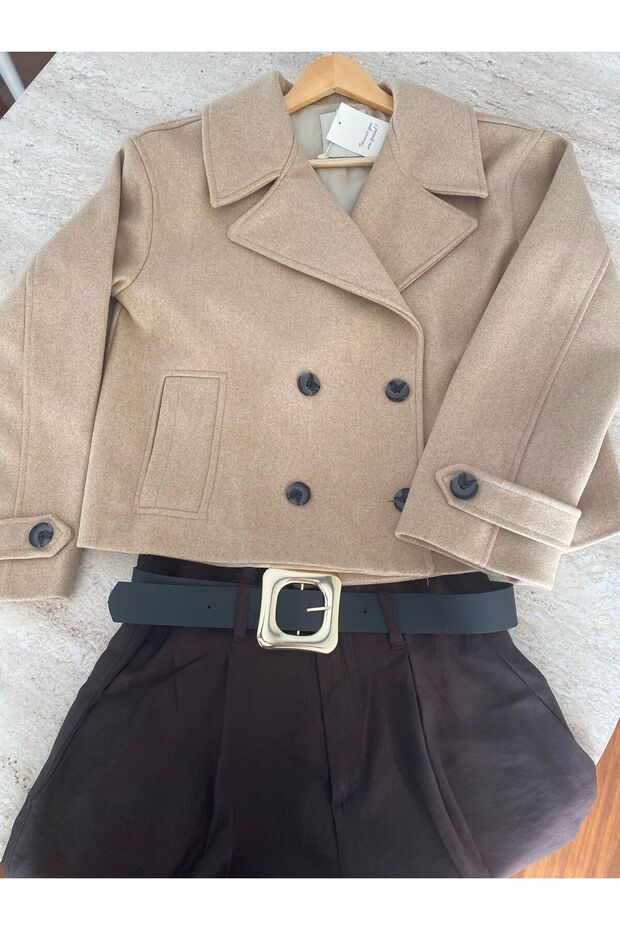 Kruvaze Kaşe Mont - 1