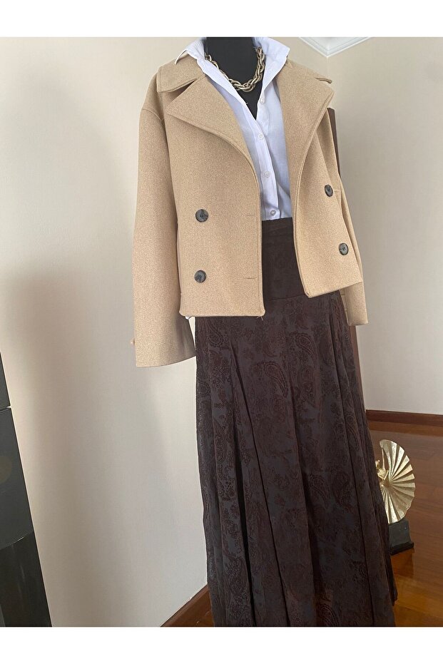 Baskılı Drapeli Tasarım Uzun Etek - 3