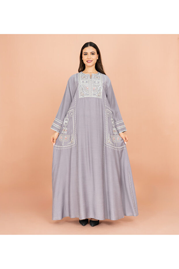 Solid Jalabiya Crystal Details Wide Cut Arabisque