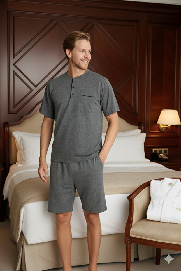 New Season Plus Size Midi Collar Shorts Luxury Design Pajama Set