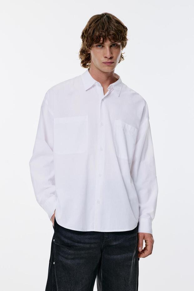 Uzun kollu poplin gömlek - 1