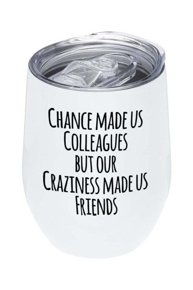White 12Oz Stainless Steel Insulated Tumbler with Lid - Chance Made Us Colleagues