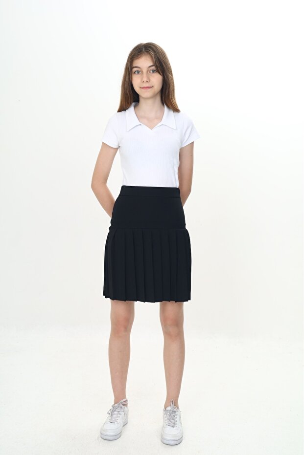 Girl's Semi-Pleated School Skirt