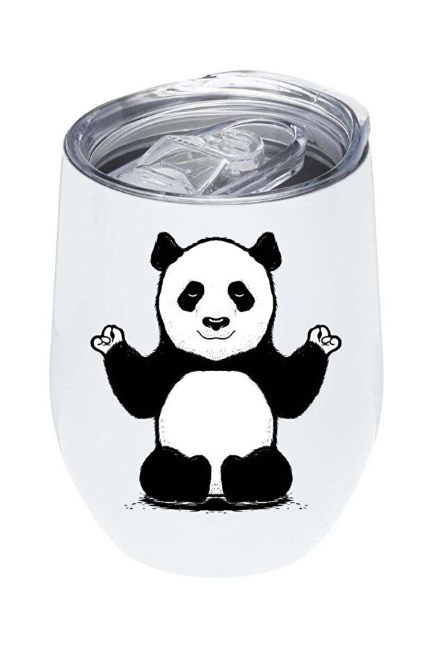 White Insulated Tumbler 12Oz With Lid - Panda Design