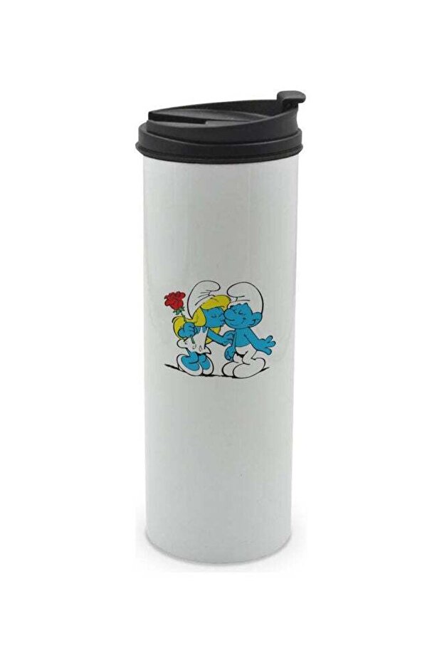 Smurf Printed Tumbler With Lid White/Black/Blue