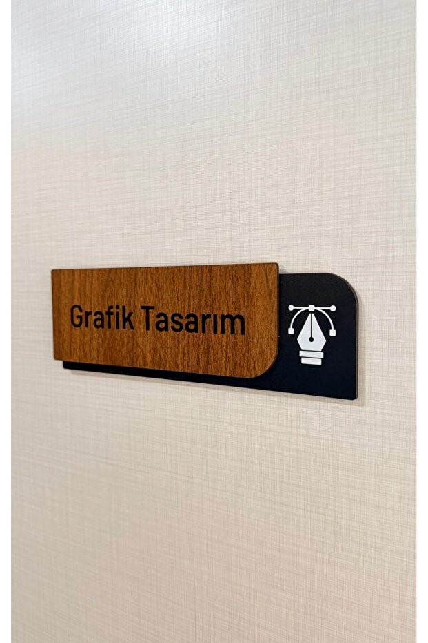 Graphic Design Customizable Double Layer Black with Walnut Pattern Uv Printed Directional Sign - 1