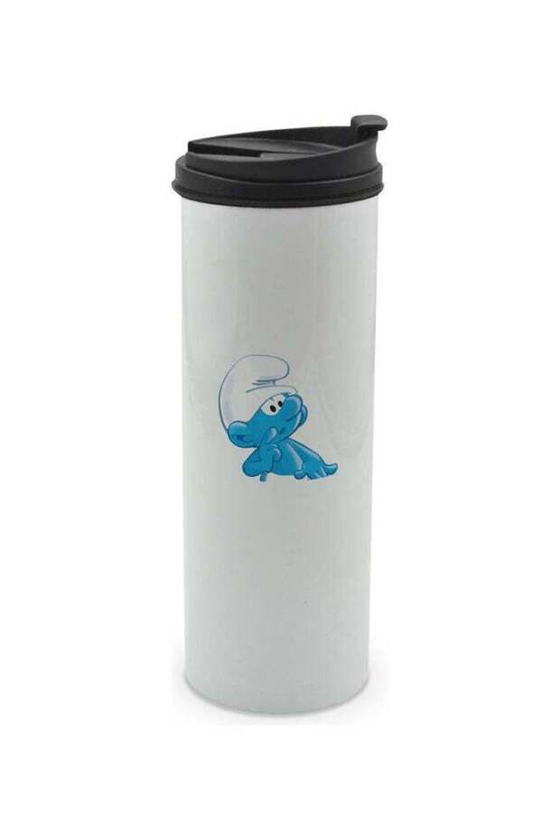 Smurf Printed Tumbler With Lid White/Black/Blue