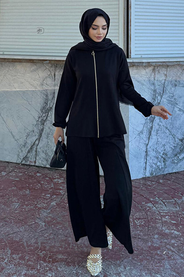 Zippered Double Suit Z5699 Black