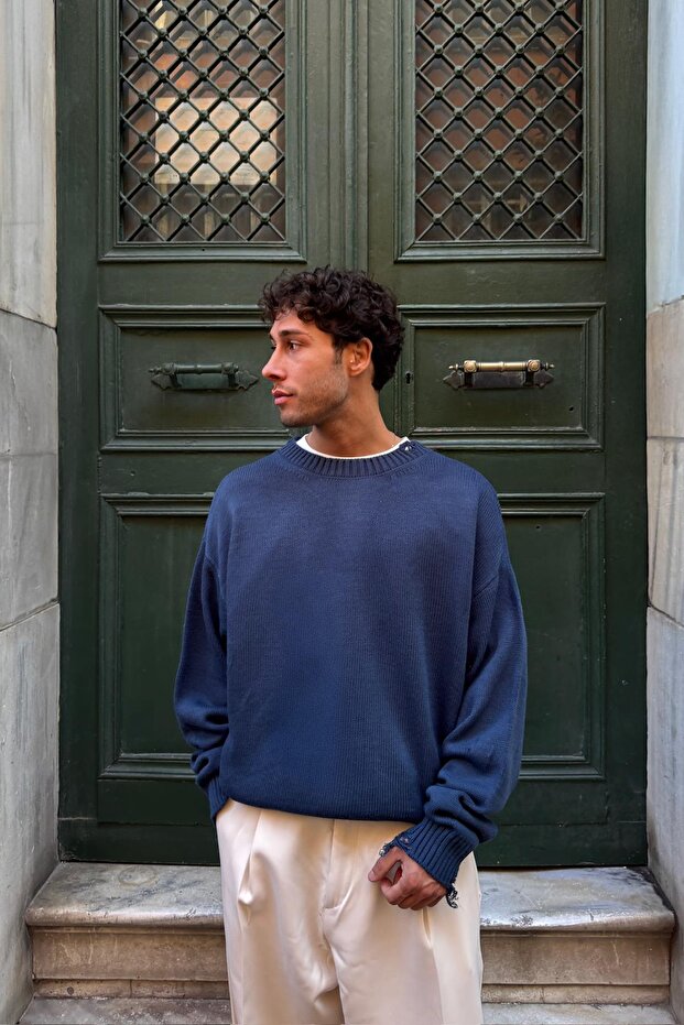 Ripped Model Knitwear Sweater Indigo