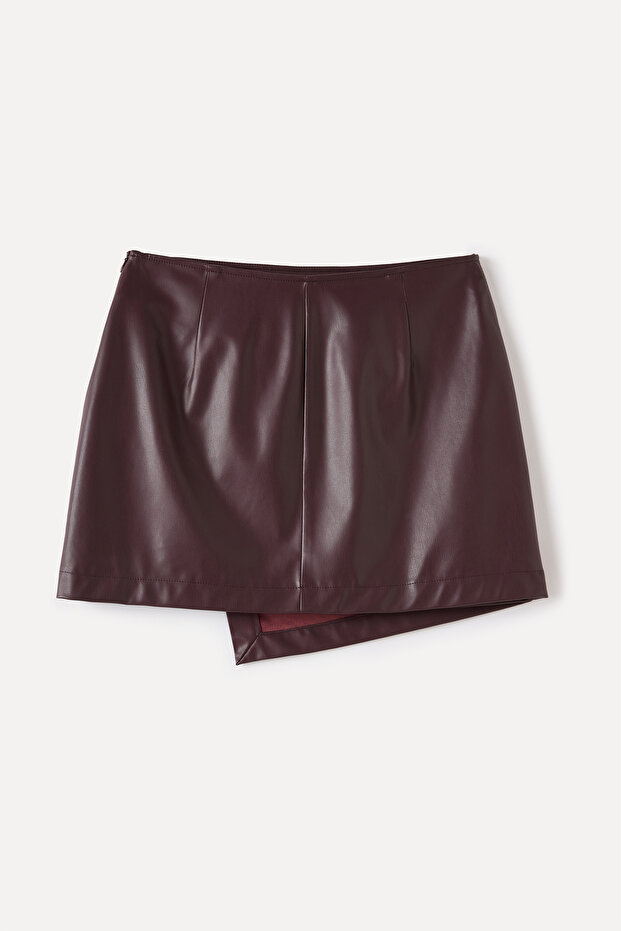 DERİ GÖRÜNÜMLÜ ANVELOP MİNİ ETEK - 5