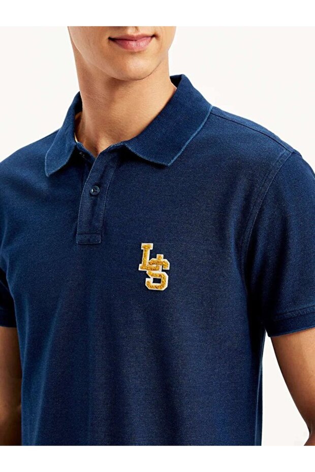 Solid Indigo Polo Tişört - 5