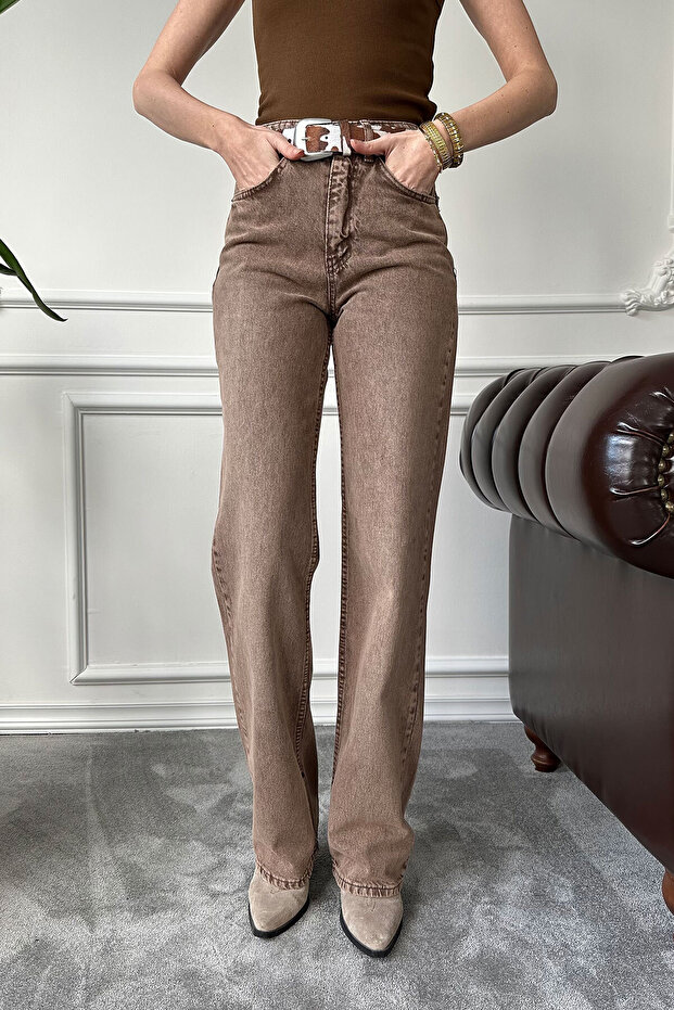 Pipe Leg Jeans - Camel - 4