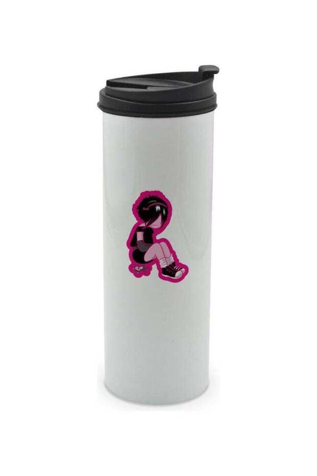 Sad Emo Girl Printed Double Wall Tumbler With Lid Multicolour 400ml