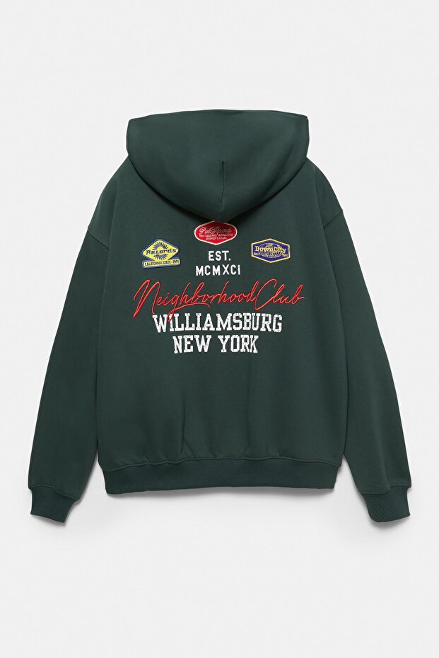 Yamalı fermuarlı kapüşonlu sweatshirt - 8