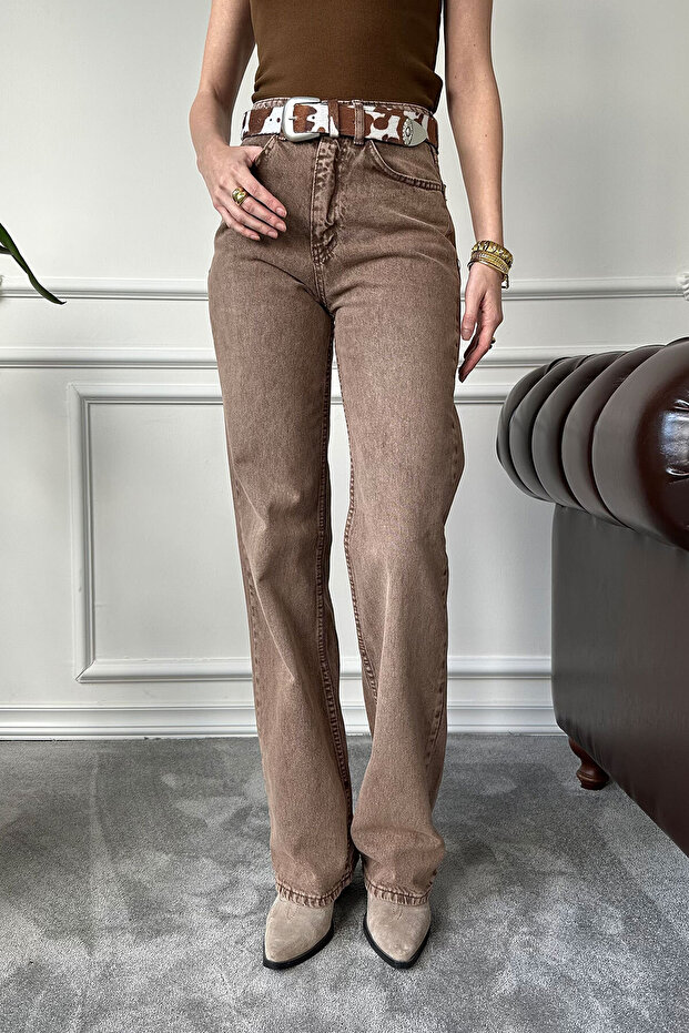 Pipe Leg Jeans - Camel - 2