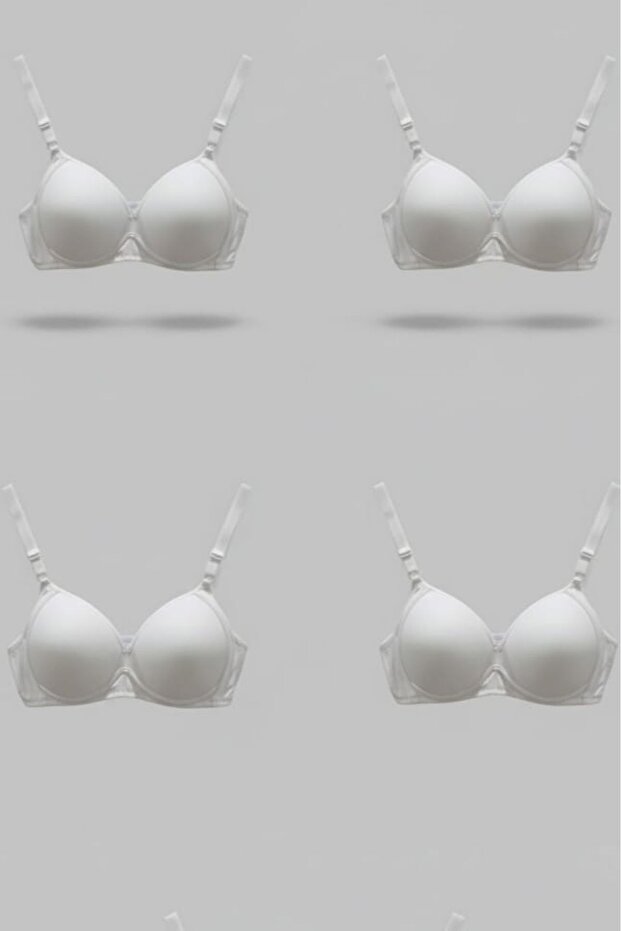 4 Pieces White Wireless Non-Padded Sponge Bra Wire-Free T-Shirt Bra - No Trace