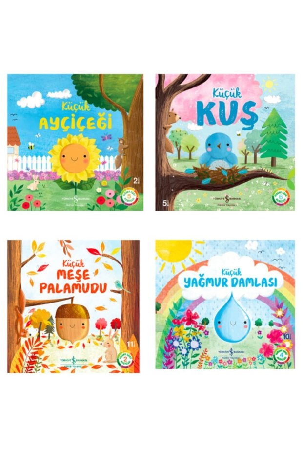 Nature's Unique Stories 4 Book Set Iş Kültür - Little Bird, Moonflower, Acorn, Raindrop