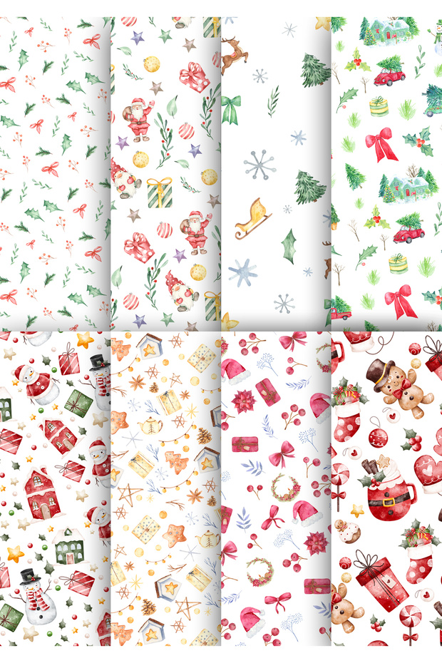 Miona Yılbaşı Özel Hediye Paketleme Ambalaj Kağıdı 35x50 cm 8' li Paket (8 Adet)
