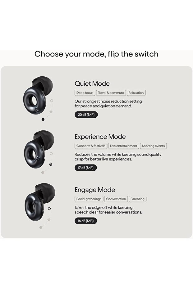 Switch 2 Adjustable Ear Plugs – 3 Noise Relief Modes | 20-26 dB (SNR) - 7