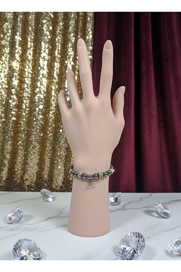Silver Color Stone Beaded Figured Modeler Women's Bracelet
