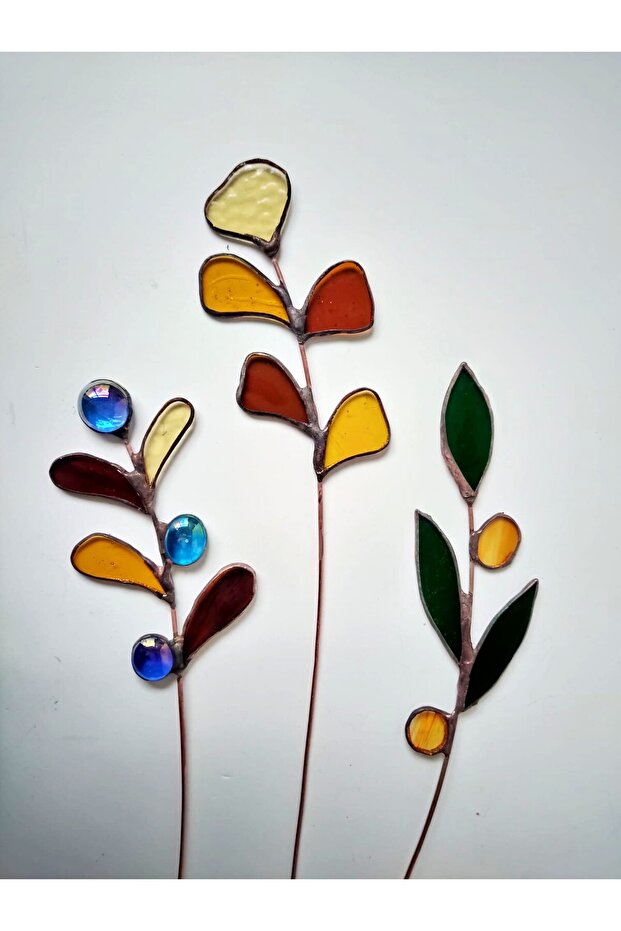 3 lü Vitray Cam Çiçek - 1