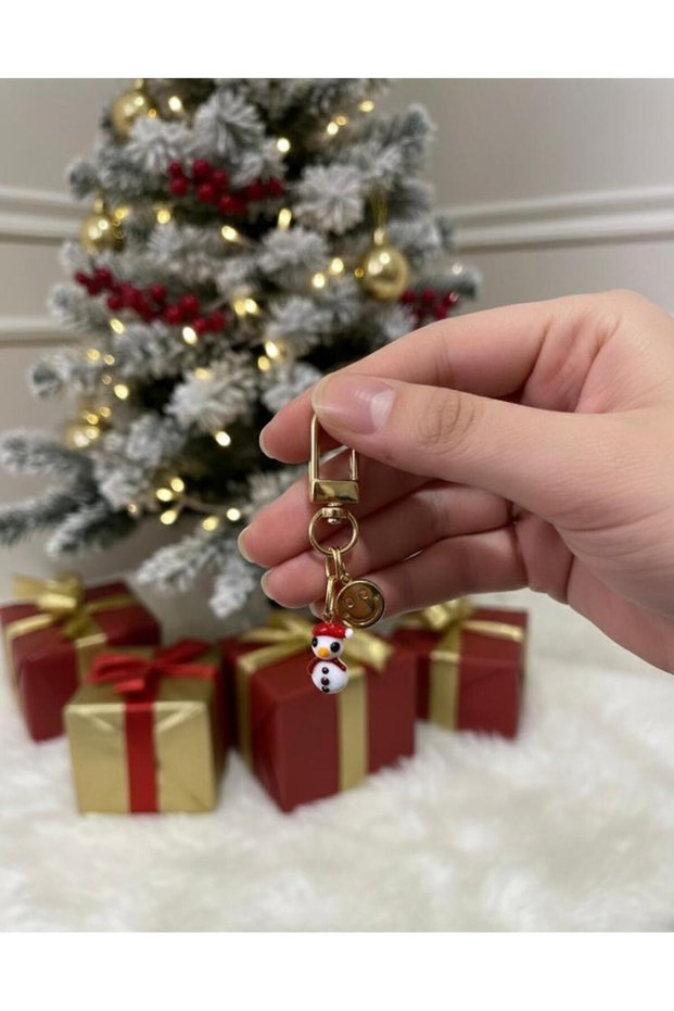 Clip-On Glass Snowman Penguin Charm Bag Ornament Card Holder Charm Car Mirror Ornament Christmas Tree Ornament