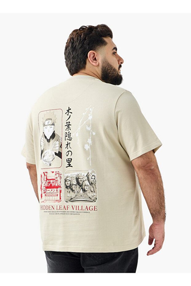 Men Regular Fit Crew Neck Short Sleeves Naruto Shippuden Print T-shirt