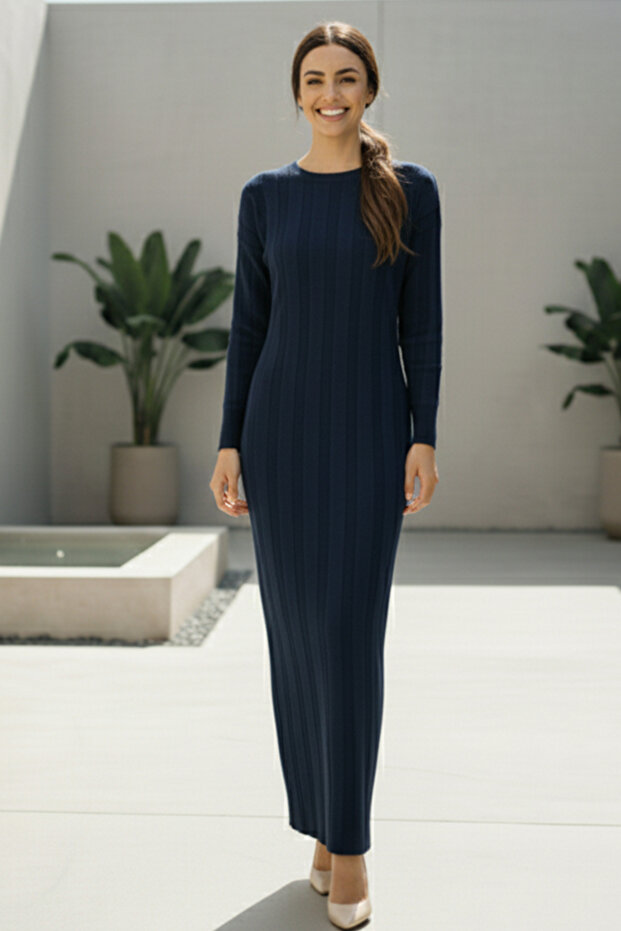 Knitwear Dress N7050 Navy Blue