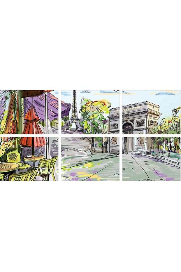 6-Piece Frameless Wall Panel - Multicolor - 1