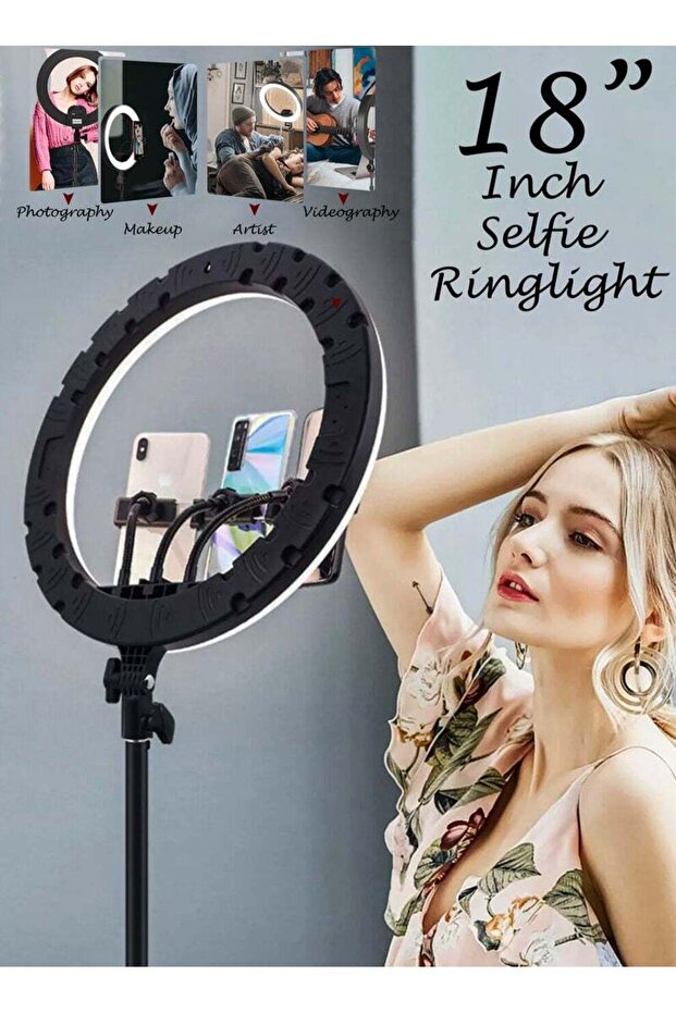 18 inch Dimmable Circle LED Studio Selfie Ring Light - 4